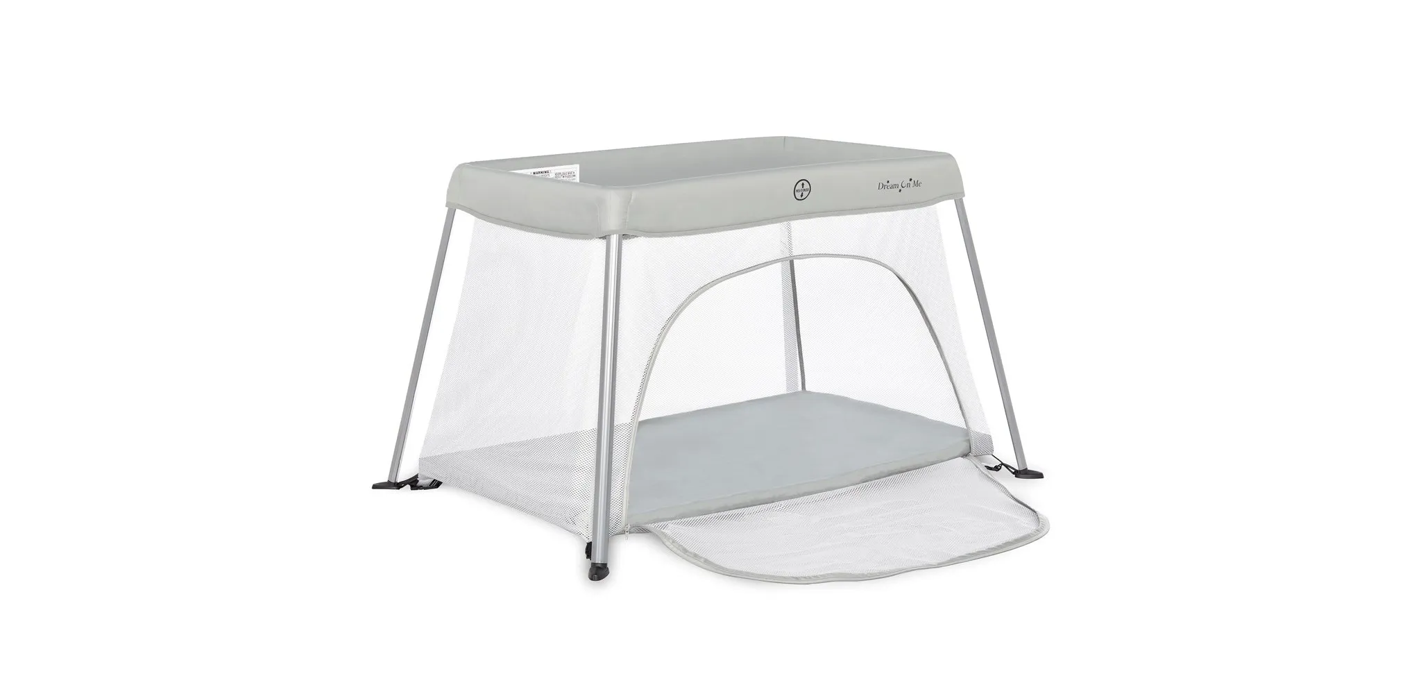 Travel Light Playard with Mesh Zipper - Grey - Kaedas