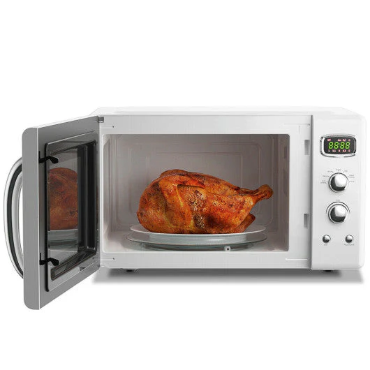 0.9 Cu.ft Retro Countertop Compact Microwave Oven-White - Kaedas