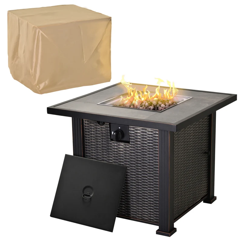 Outsunny 30 Inch Outdoor Propane Gas Fire Pit Table - Kaedas
