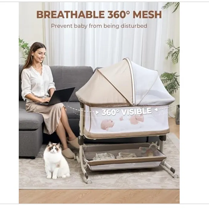 Bedside Sleeper Crib - Grey - Kaedas