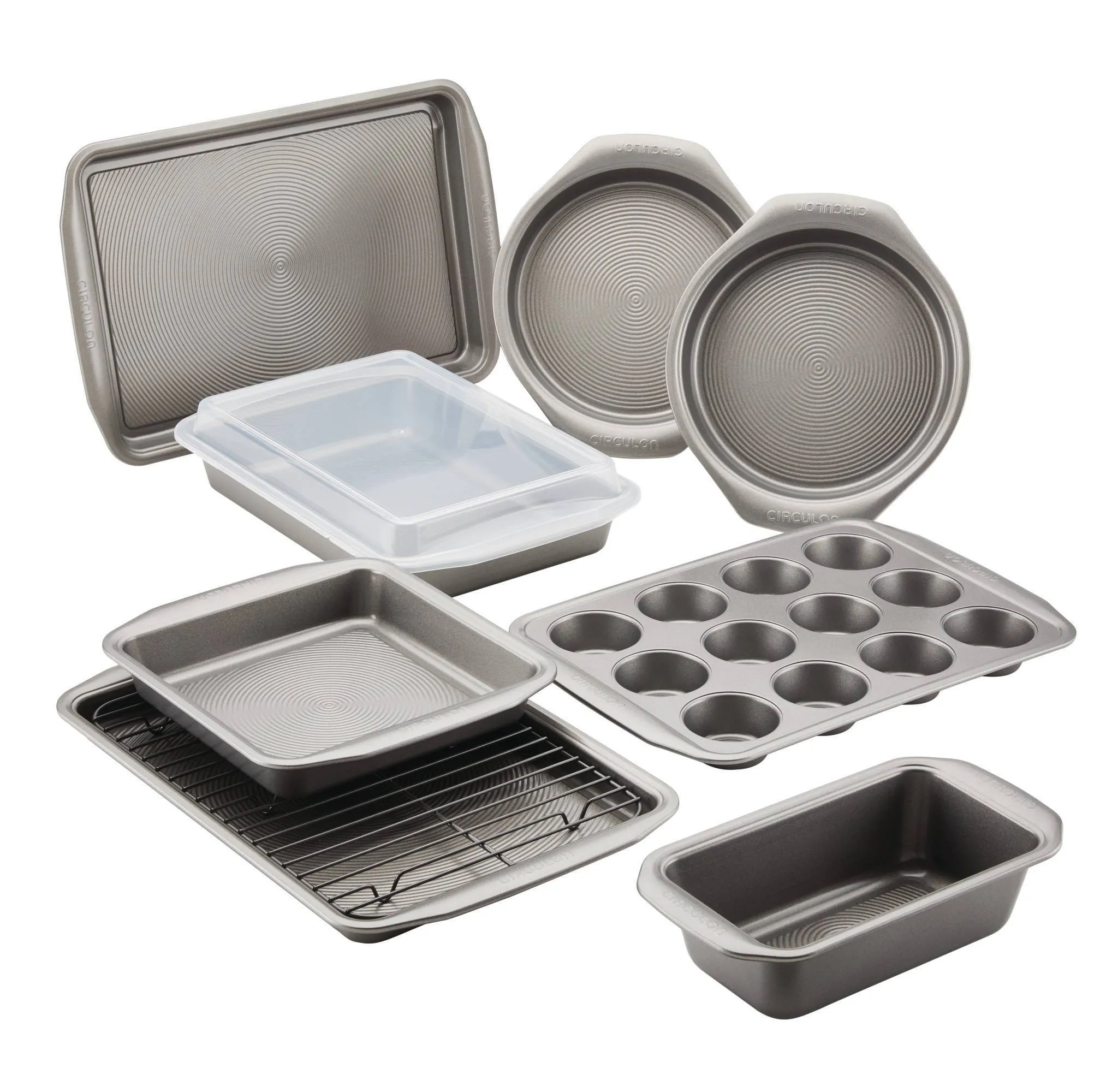 10pc Total Nonstick Bakeware Set Gray - Kaedas