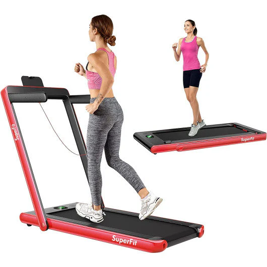 2.25HP 2 in 1 Folding Treadmill With APP Speaker Remote Control-Red - Kaedas