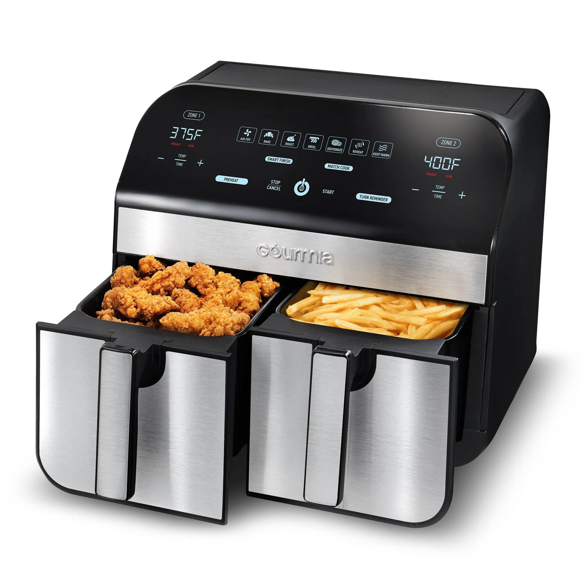 10-Qt. Dual Basket Digital Air Fryer with Smart Finish & Match Cook (See Description) - Kaedas