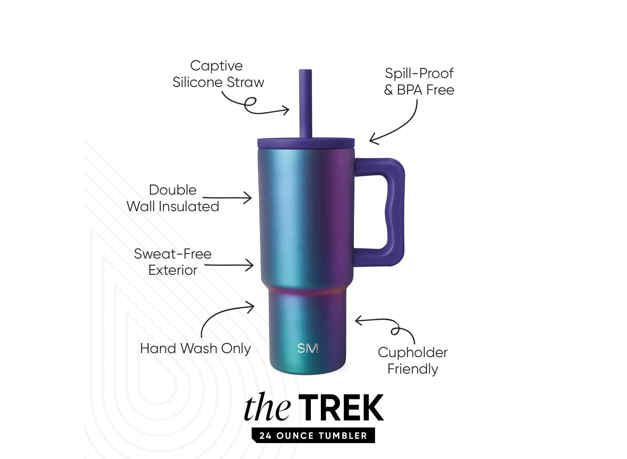 24oz Trek Prism Lidded Tumbler Dark Purple - Kaedas