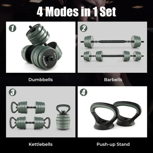 4 in 1 Adjustable Weight Dumbbell Set-Black - Kaedas