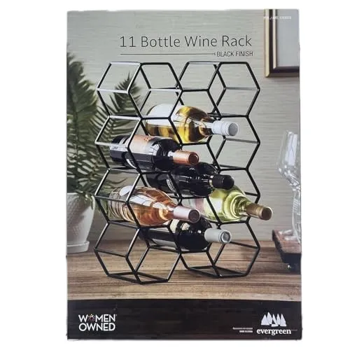 Wine Rack, 11 Bottle Capacity, Black - Kaedas