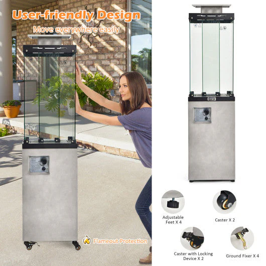 41 000 BTU Propane Patio Heater With Metal Hood-Gray - Kaedas