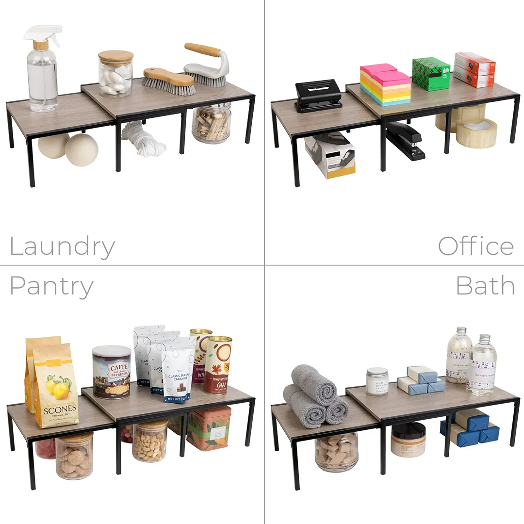 Premium Wood Expandable Storage Shelf - Black - Kaedas