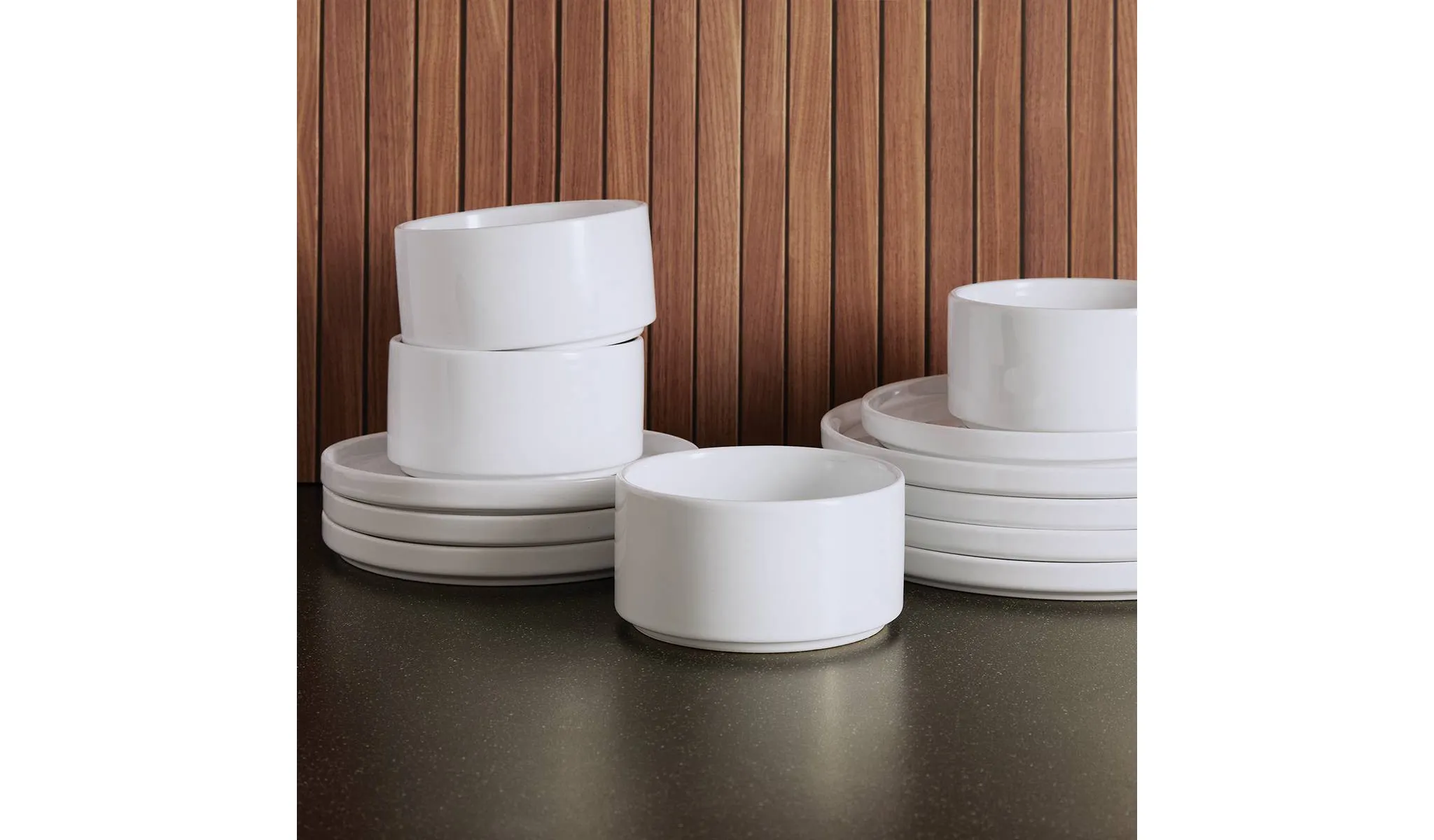 12pc Stoneware Stella Dinnerware Sets White - Kaedas