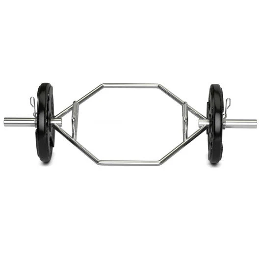 56 Inch Olympic Hexagon Deadlift Trap Bar With Folding Grips Powerlifting-Sliver - Kaedas