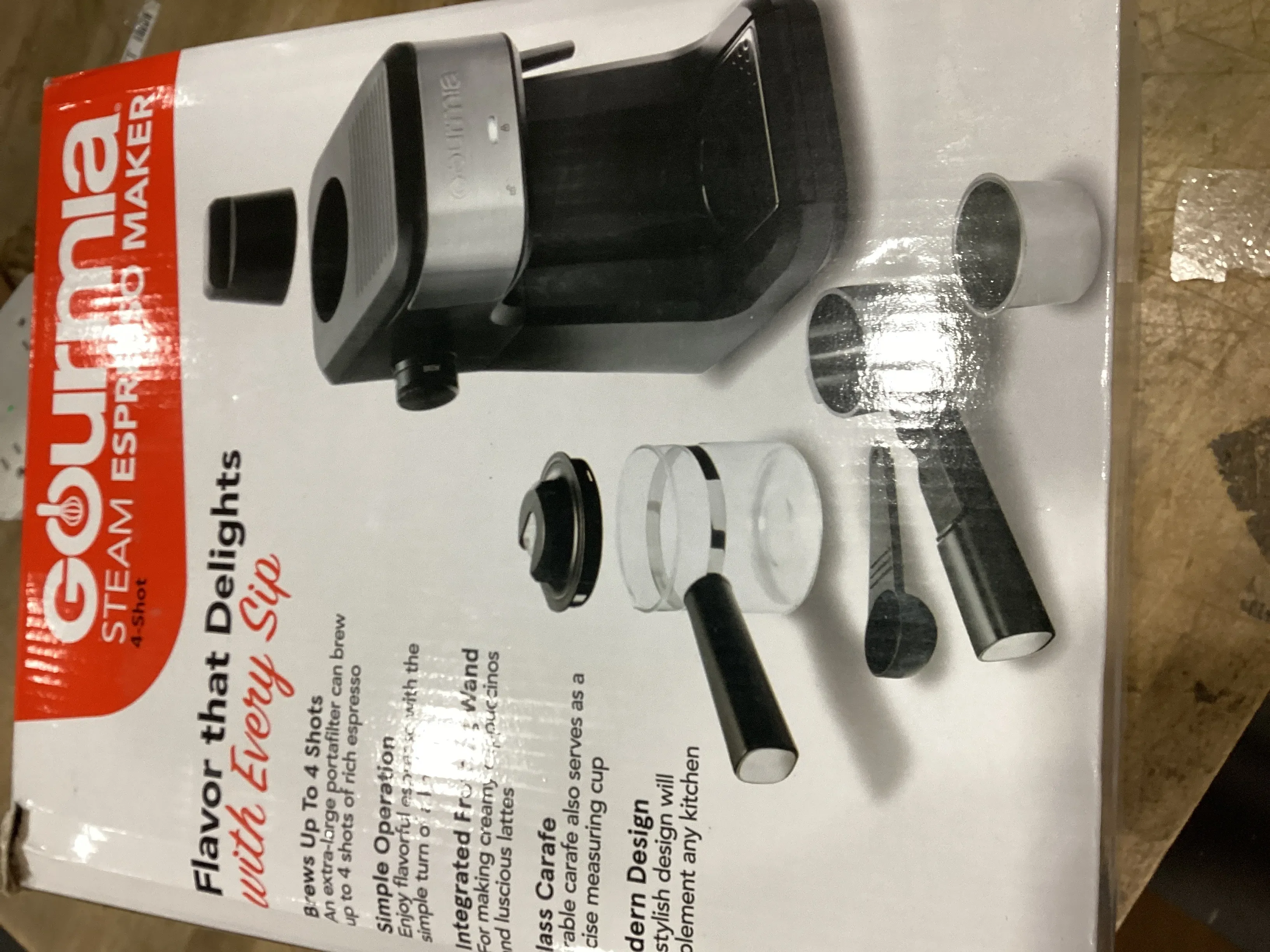 4 Shot Steam Espresso Maker with Frothing Wand- Black - Kaedas