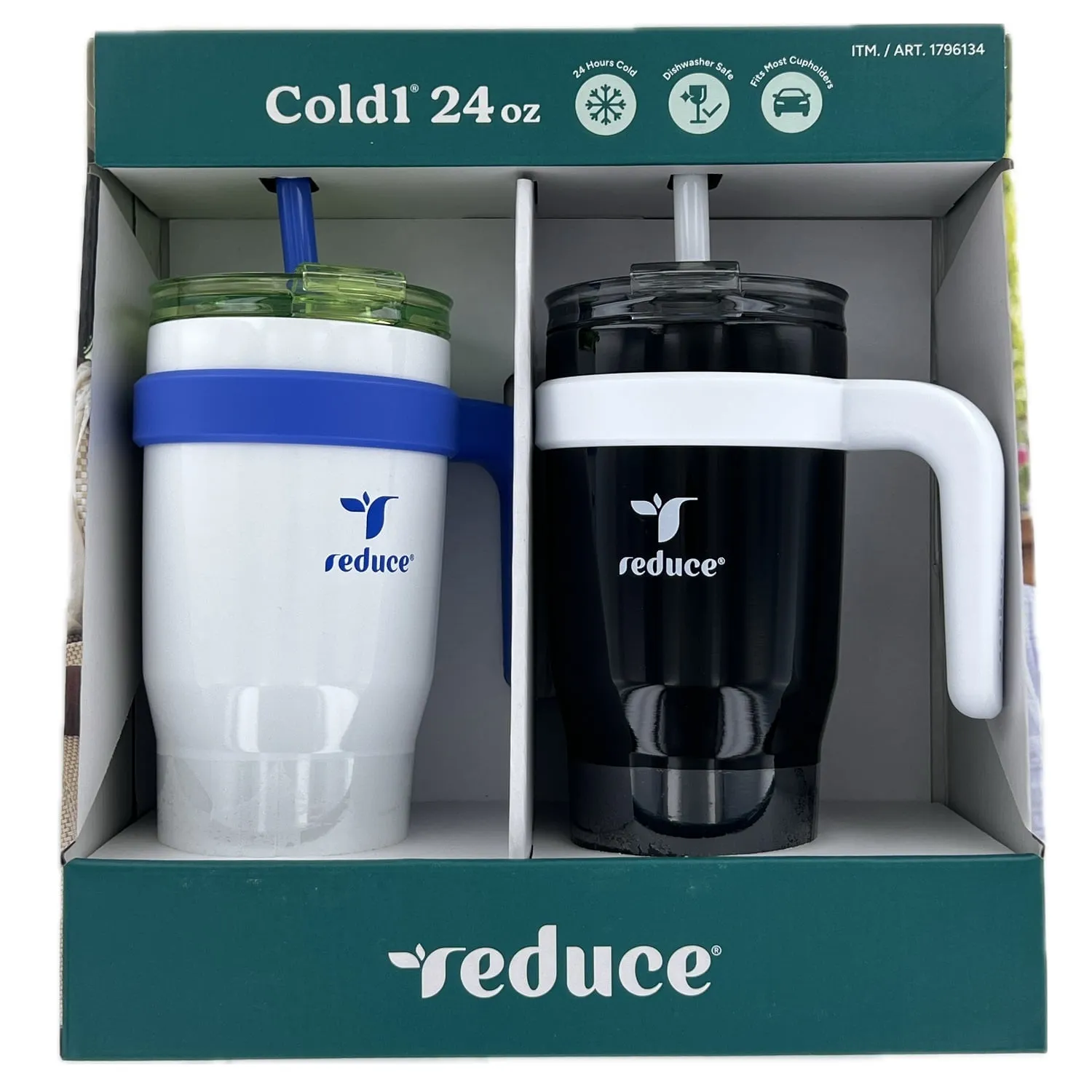 Reduce Cold1 24 Fluid Ounce Mug, 2 Pack (White/Black) - Kaedas