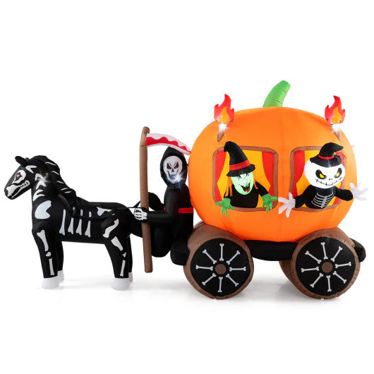10.2 Feet Long Halloween Inflatable Carriage With Pumpkin and 2 Ghosts - Kaedas