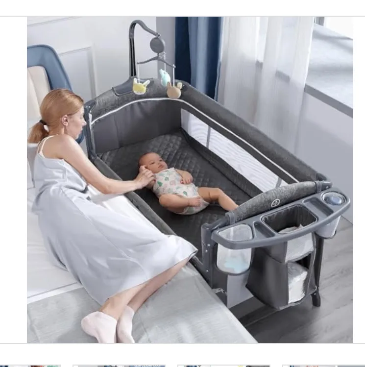 BabyBond Baby Bassinet Bedside Crib, Pack and Play with Sheet, Diaper Changing Table and Music Mobile from Newborn to Toddles, Portable Large Playard 1 - Kaedas