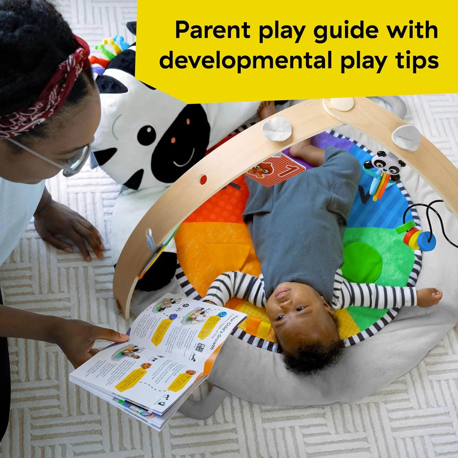 Baby Einstein Zen's Activity Milestones Plush Gym with Wooden Bar - Kaedas