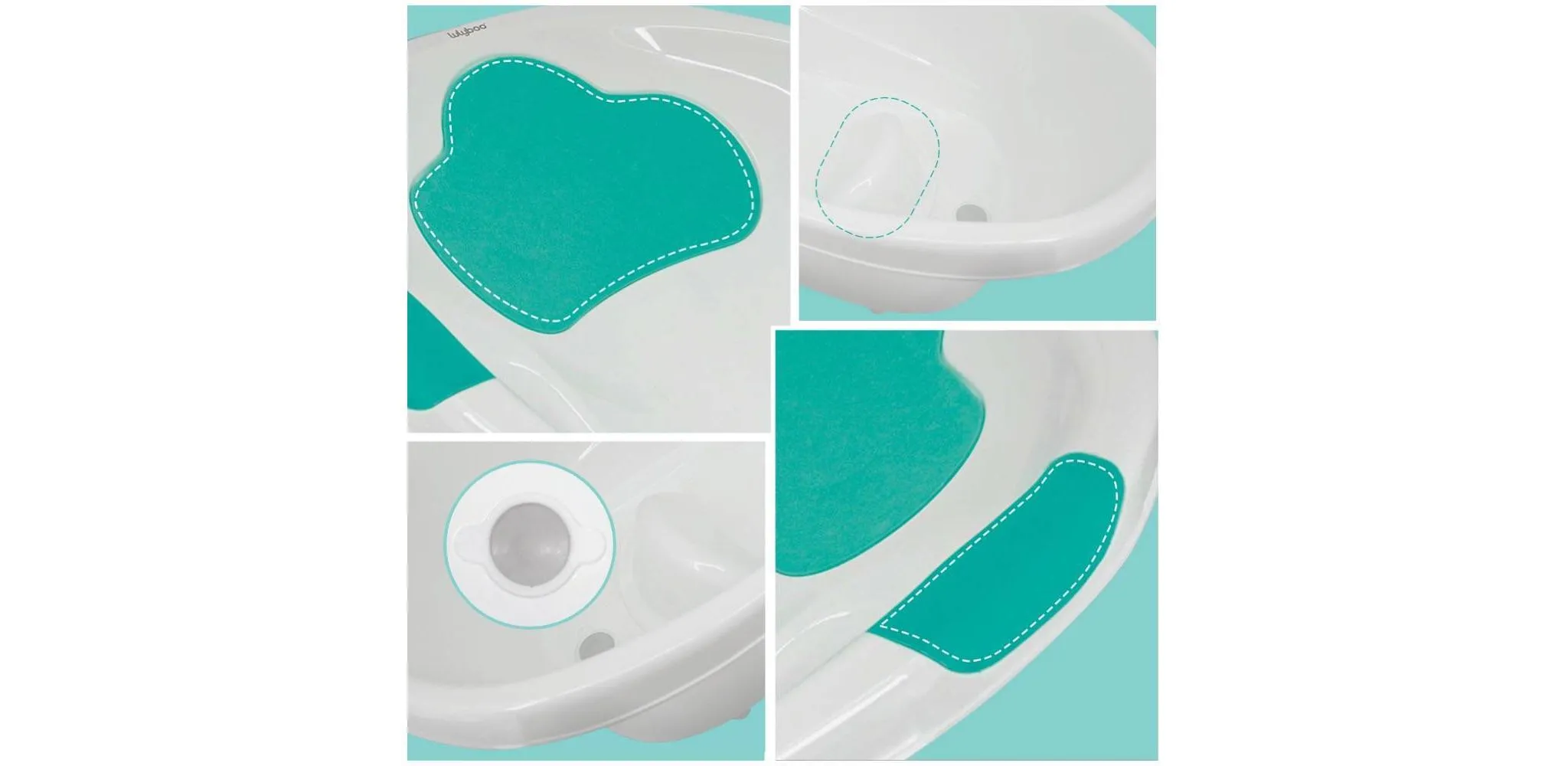 Baby Bathtub with Head Cushion - White - Kaedas