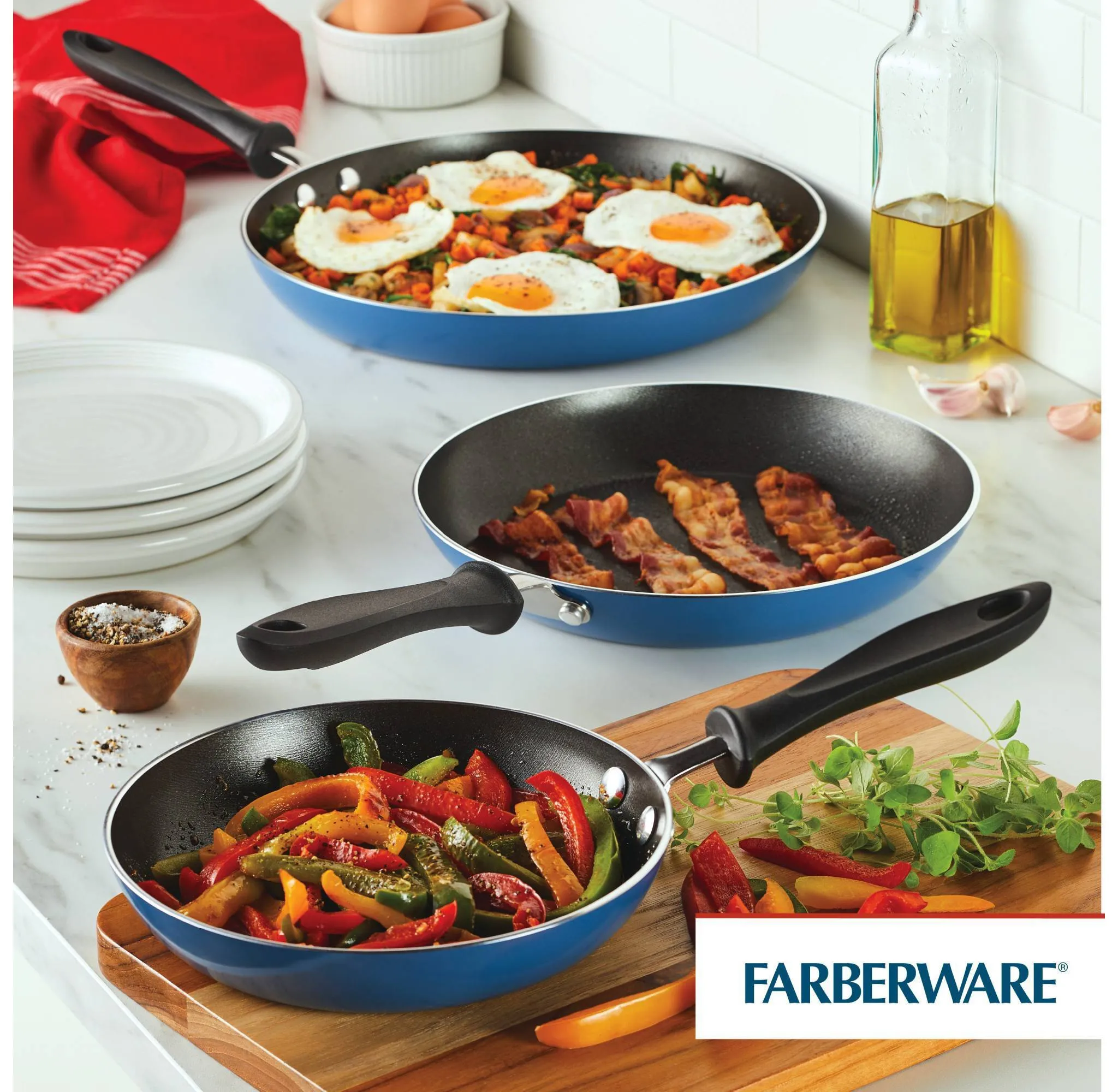 Reliance 3pc Aluminum Nonstick Frying Pan Set Blue (See Description) - Kaedas