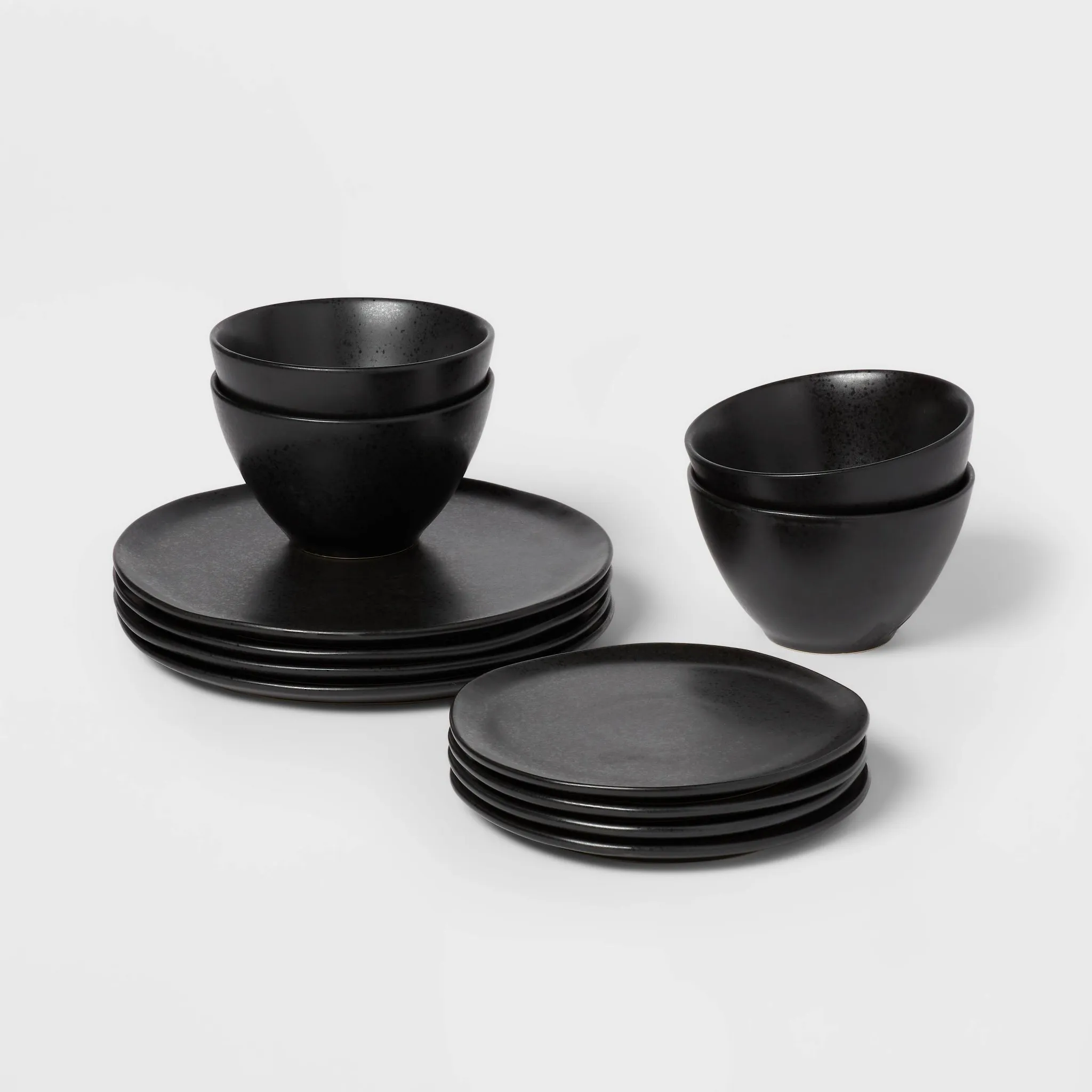 12pc Earthenware Houlton Dinnerware Set - Black - Kaedas