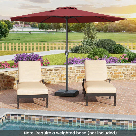 12 Feet Patio Umbrella With Crank Handle and 8 Sturdy Ribs-Red - Kaedas