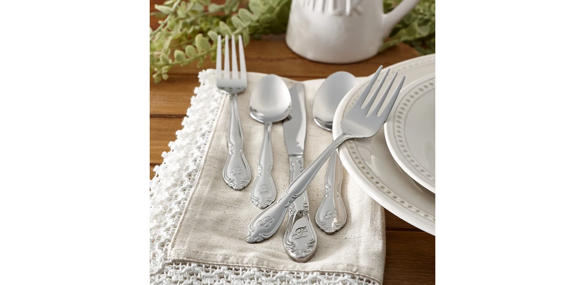 Monogrammed Flatware Set - Silver - Kaedas