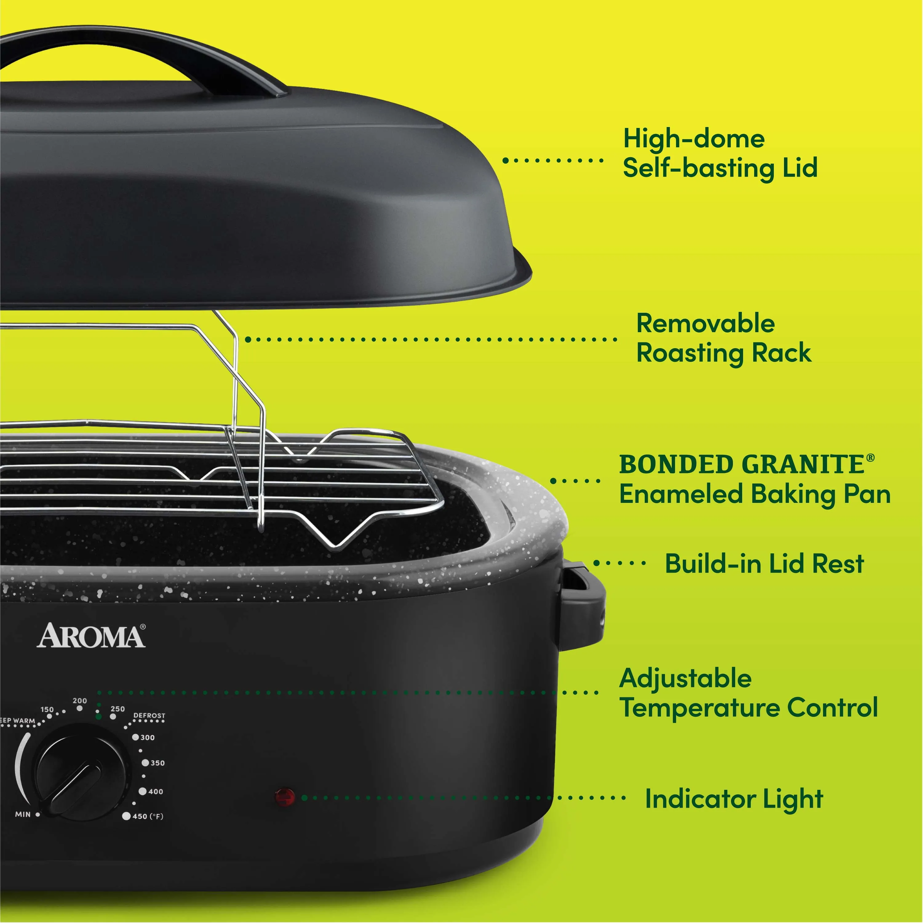 Aroma 18Qt. Electric Roaster Oven with High Dome Lid - Kaedas