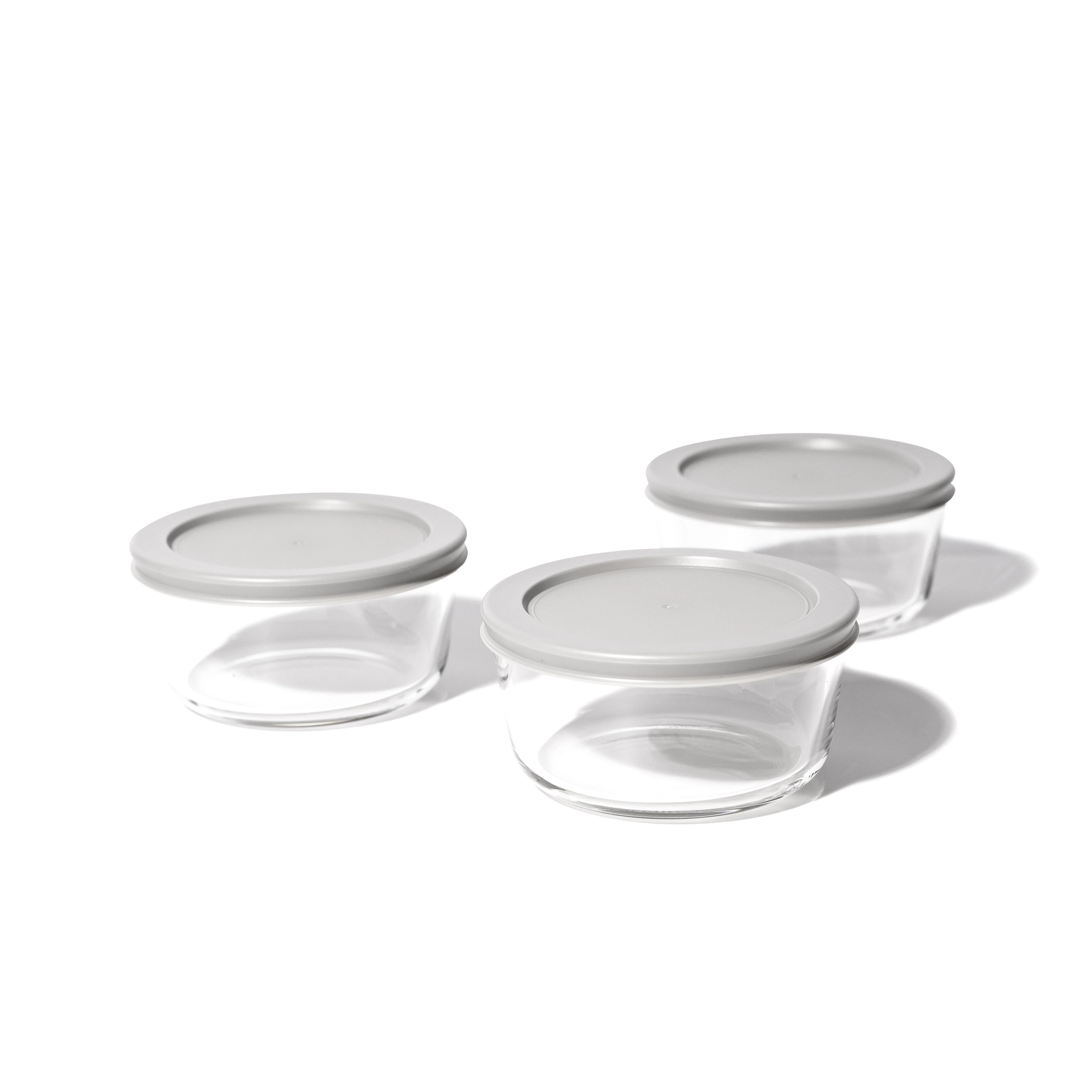 Glass Food Storage Containers - 6 Piece 2 Cup Set (3 Containers + 3 Lids) - Kaedas