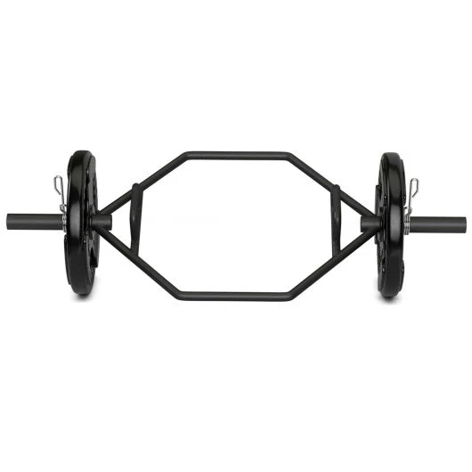 56 Inch Olympic Hexagon Deadlift Trap Bar With Folding Grips Powerlifting-Black - Kaedas