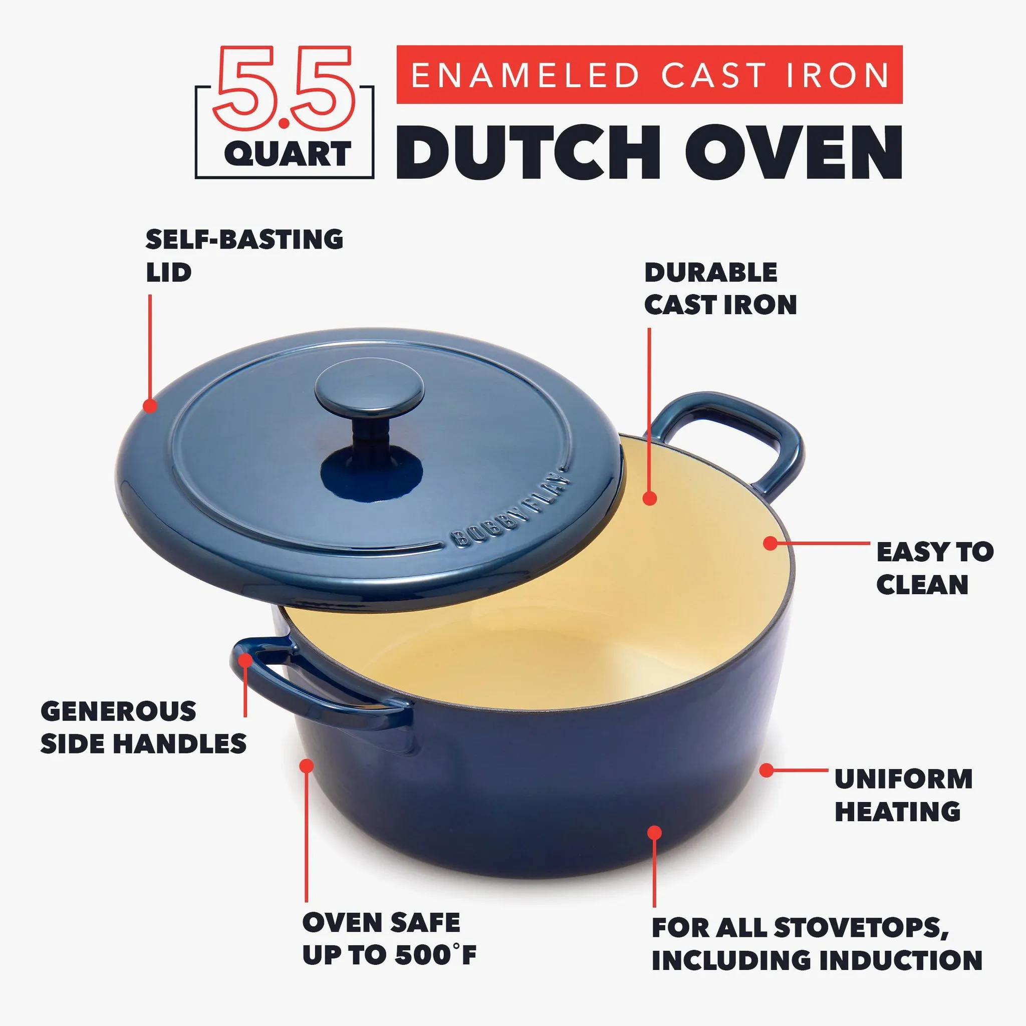 5.5qt Cast Enamel Dutch Oven Oxford Blue - Kaedas