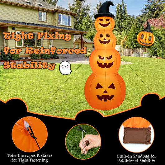 8 Feet Inflatable Halloween Pumpkins Stack With Built-in LED Lights - Kaedas