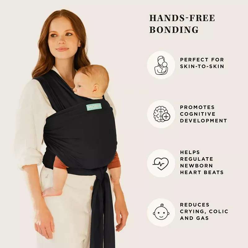Classic Baby Wrap Carrier - Black - Kaedas