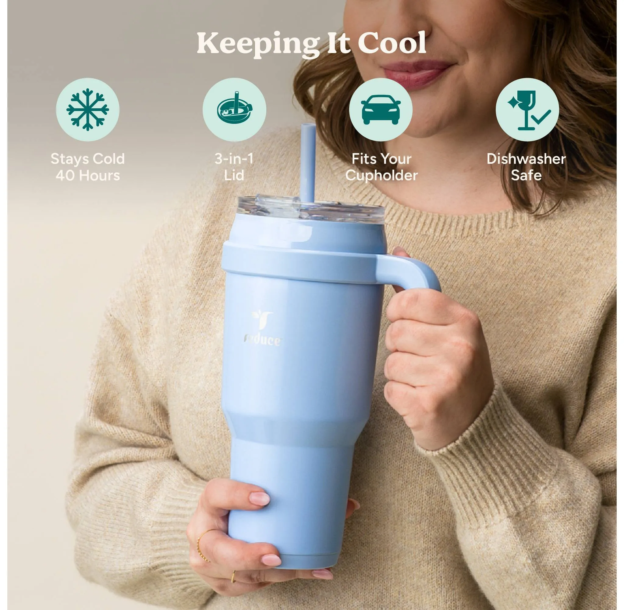 40oz Cold1 Vacuum Insulated Stainless Steel Straw Tumbler Mug White - Kaedas