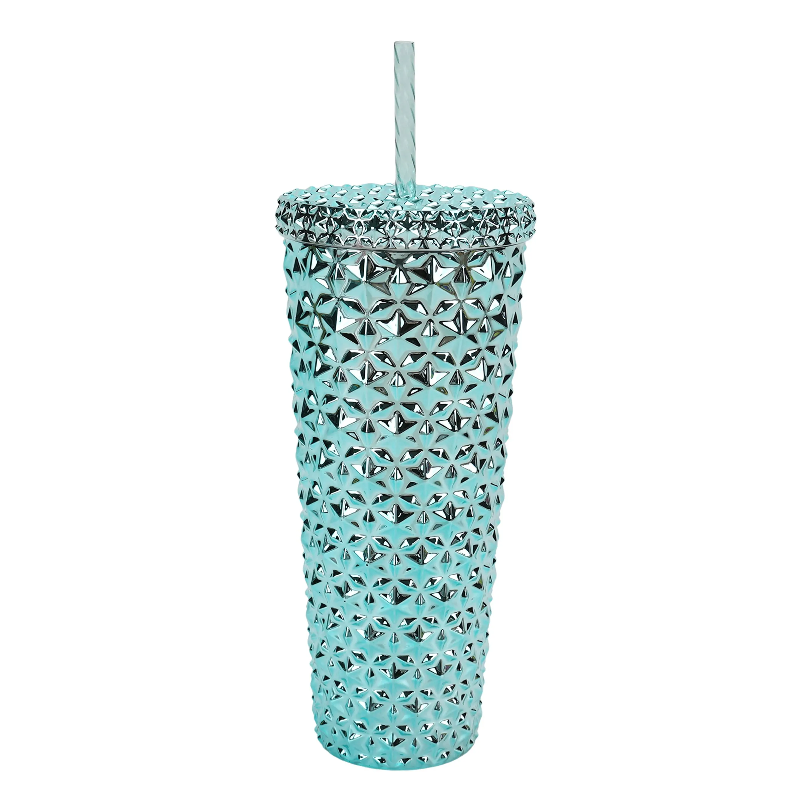 26 oz Plastic Double Wall Insulated Textured Tumbler with Straw - Blue Metallic - Kaedas