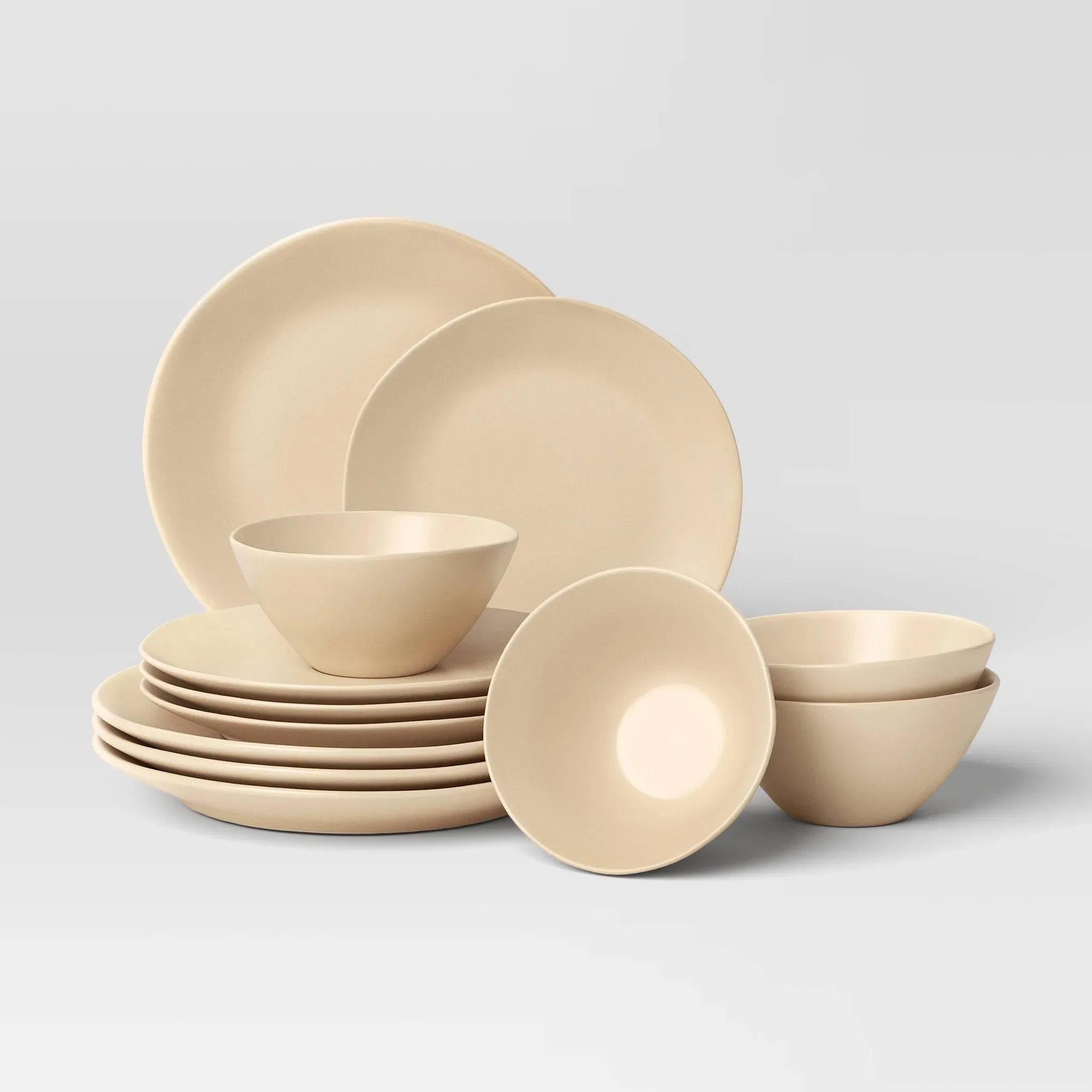 12pc Aralia Organic Coupe Dinnerware Set Beige - Threshold - Kaedas