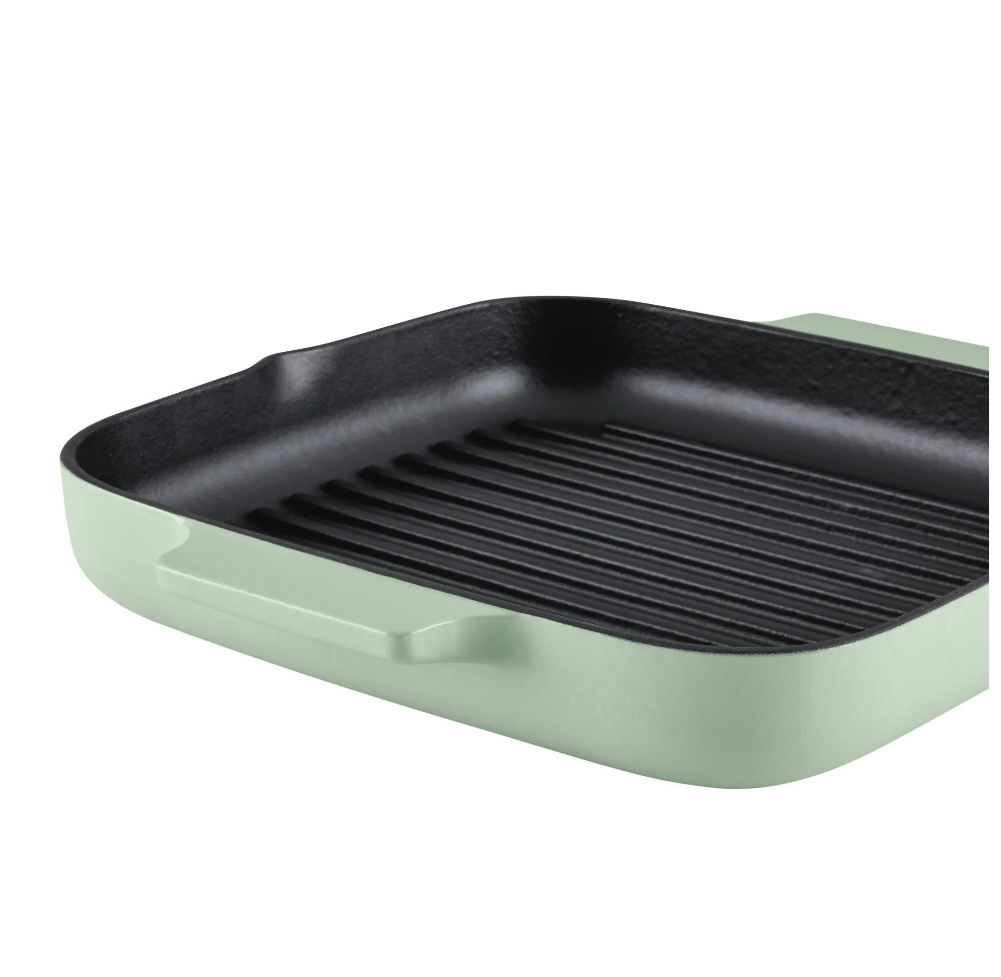 Enameled Cast Iron Square Grill and Roasting Pan, 11-Inch - Pistachio - Kaedas
