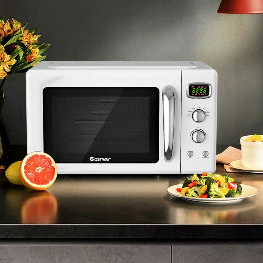 0.9 Cu.ft Retro Countertop Compact Microwave Oven-White - Kaedas