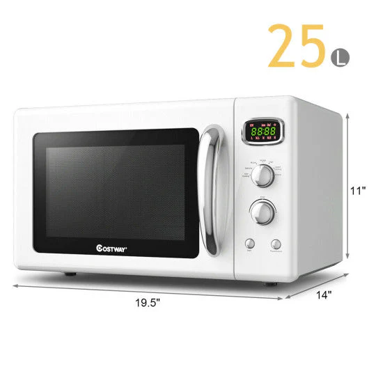 0.9 Cu.ft Retro Countertop Compact Microwave Oven-White - Kaedas