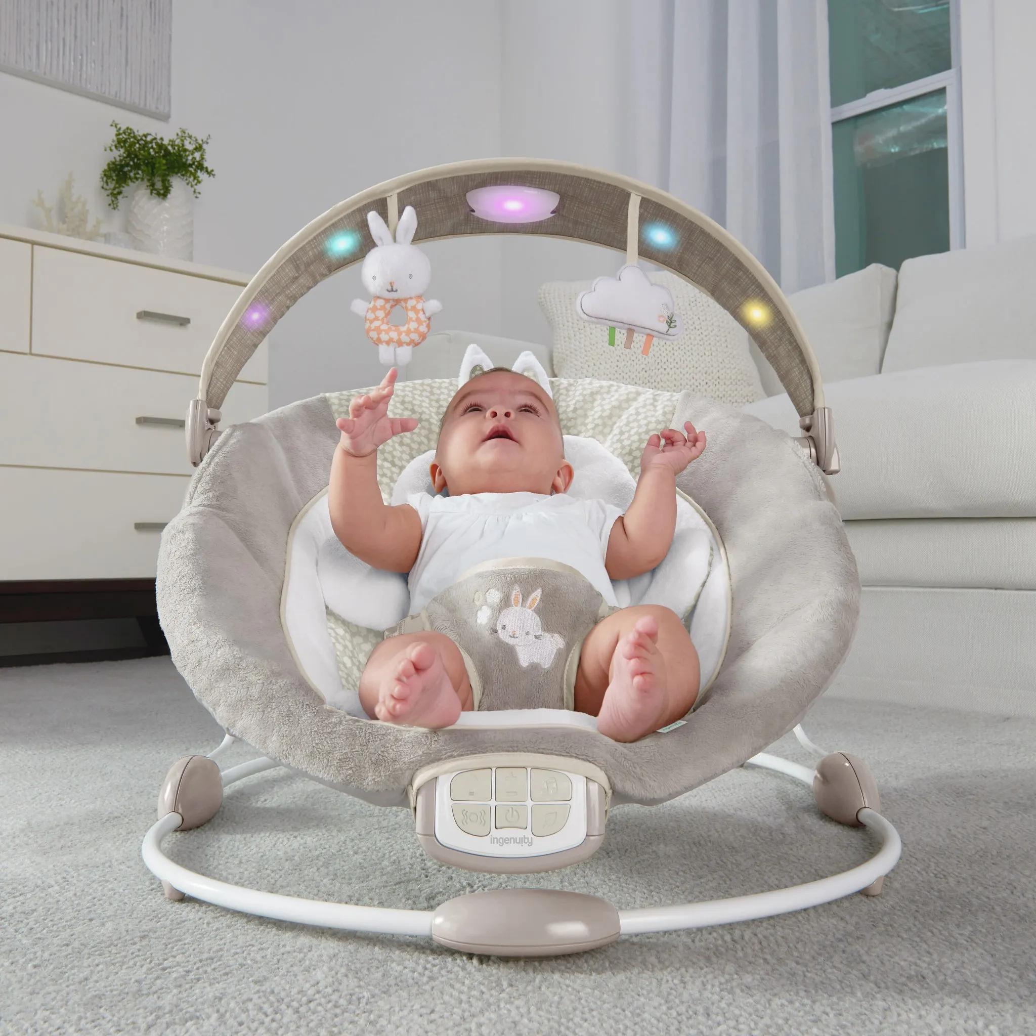 InLighten Baby Bouncer with Lightning Toy Bar and Pillow ( See Description) - Kaedas