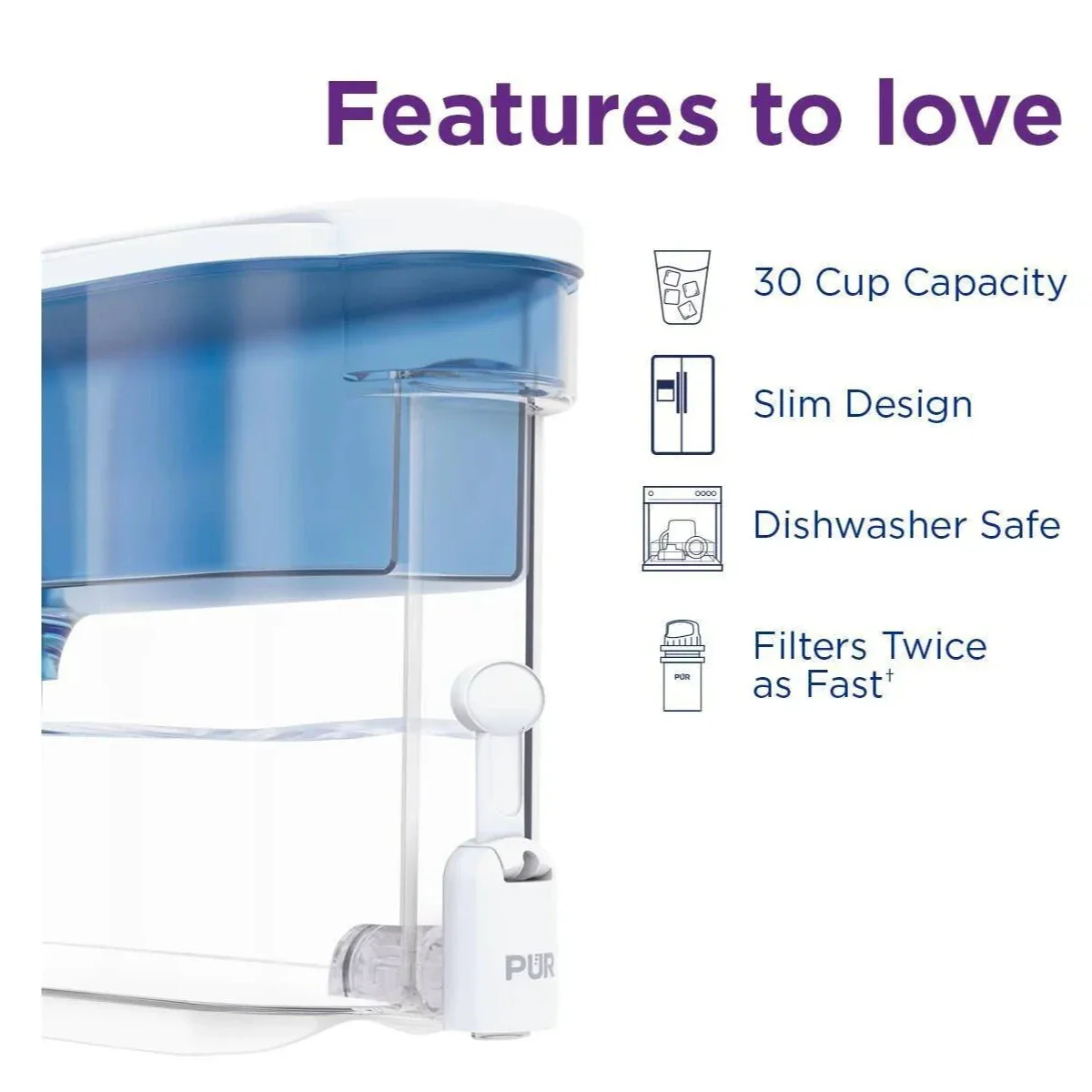 PUR Classic 30-Cup Water Dispenser Filtration System - Blue/White - Kaedas