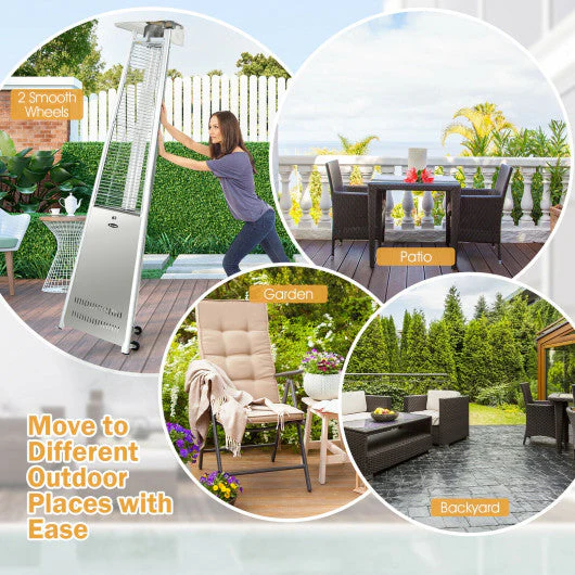 42 000 BTU Stainless Steel Pyramid Patio Heater With Wheels - Kaedas