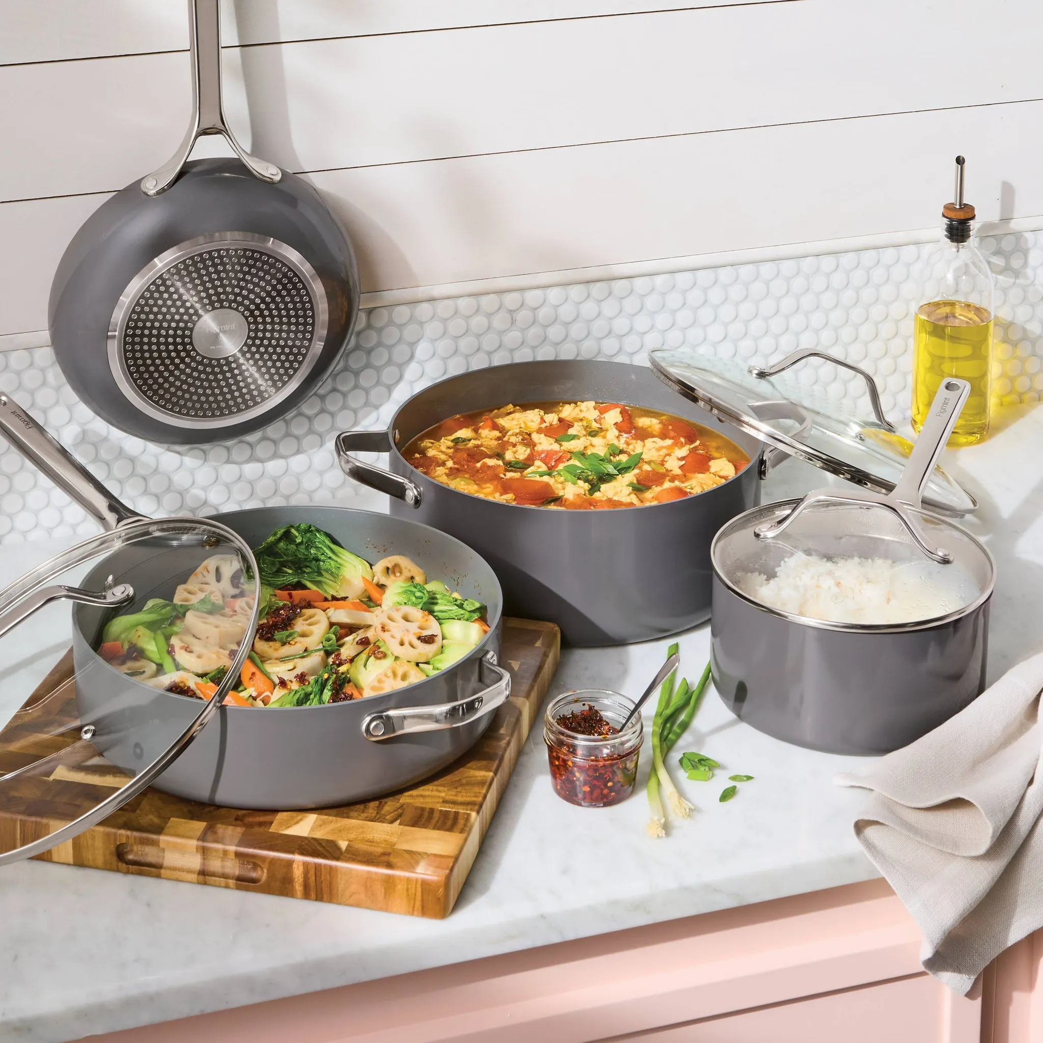 7pc Nonstick Ceramic Coated Aluminum Cookware Set - Kaedas