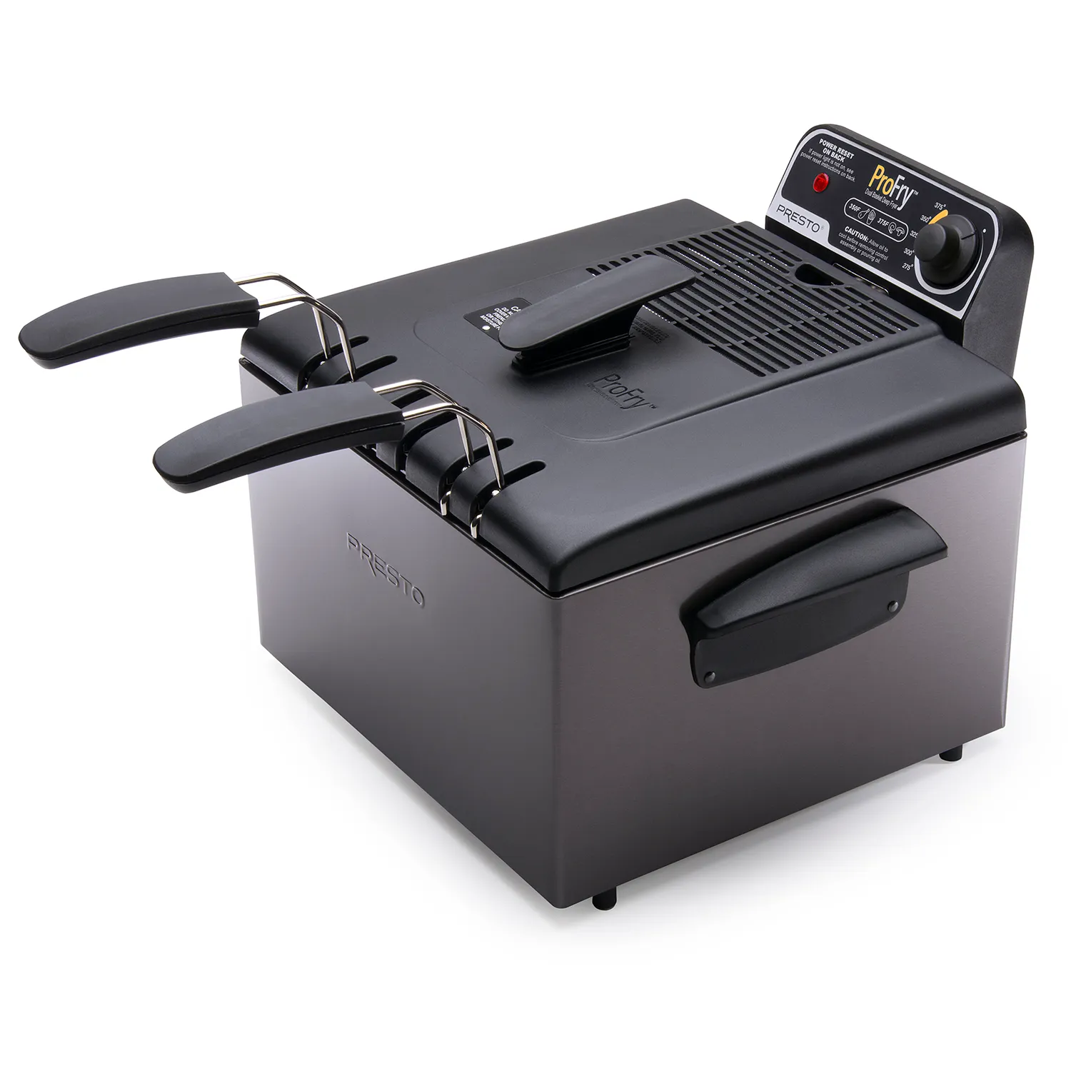 Dual Basket Deep Fryer, Black Stainless Steel - Kaedas