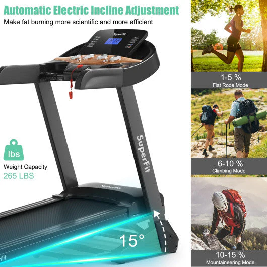 3.75HP Electric Folding Treadmill With Auto Incline 12 Program APP Control - Kaedas