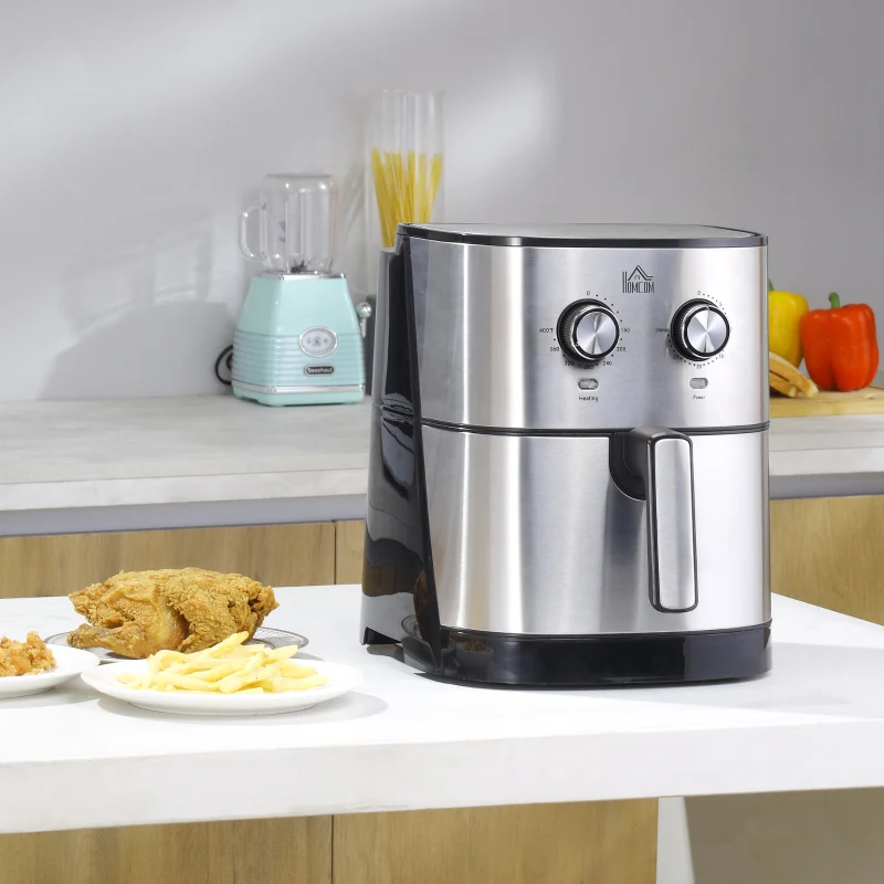 6.9 Quart Air Fryers Oven with Digital Display - Silver/Black - Kaedas