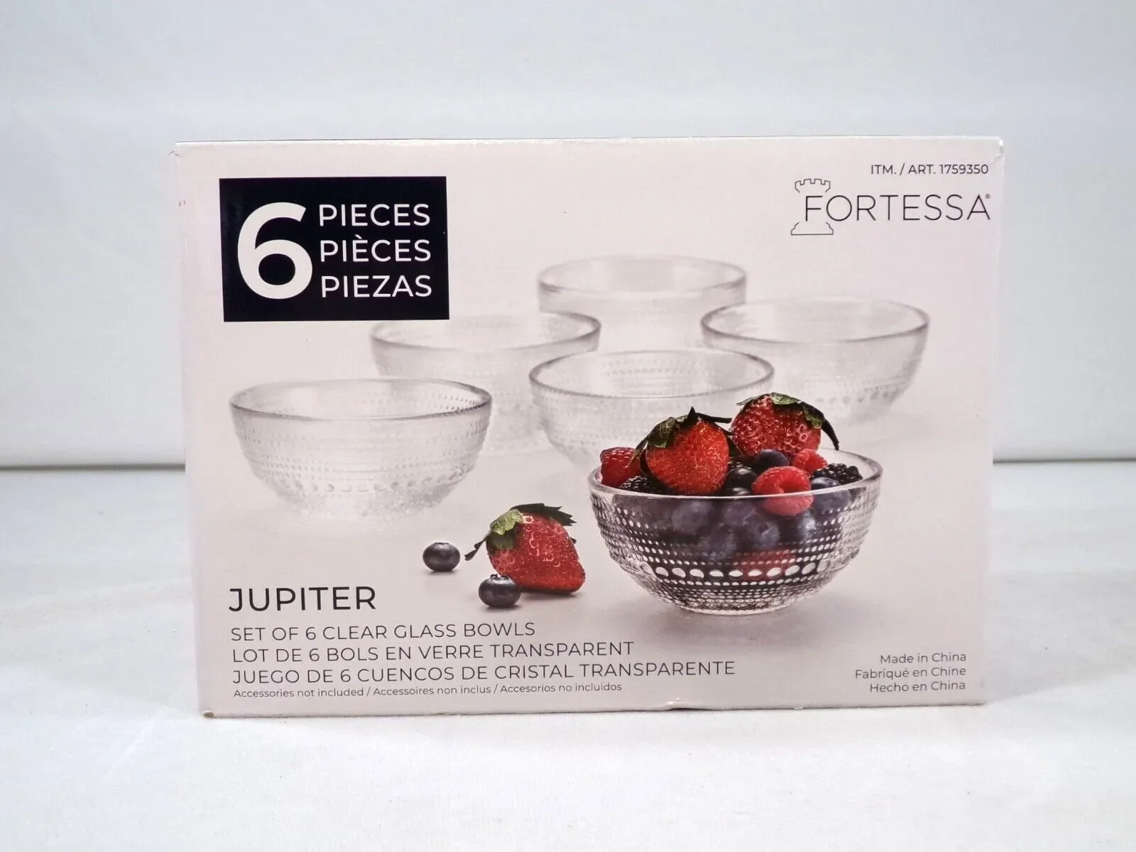 Clear Glass Bowls Fortessa Jupiter Set of 6 - Cereal, Soup, Salad - Kaedas