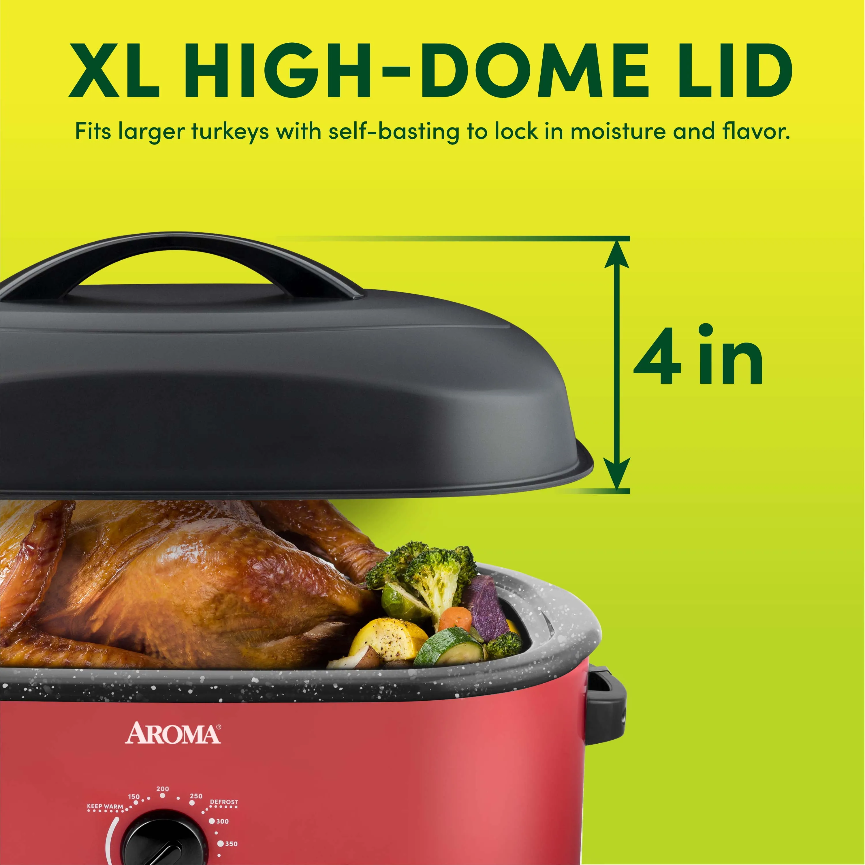 Aroma 18Qt Electric Roaster Oven With High Dome Lid - Kaedas