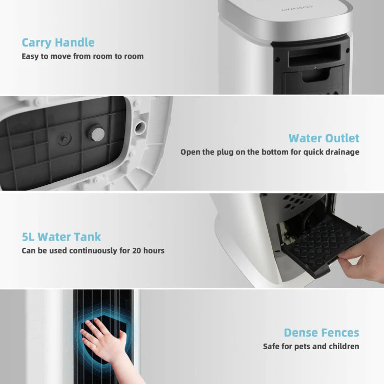 3-in-1 Portable Evaporative Air Cooler With Timer-White - Kaedas