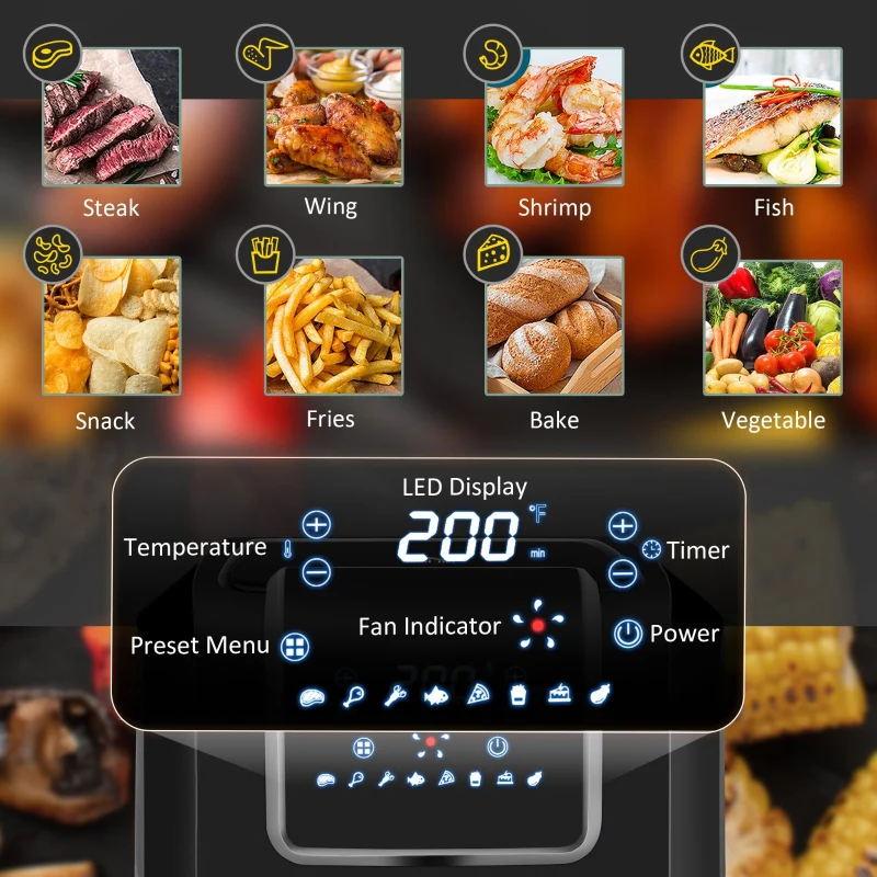 6.9 Quart Air Fryers Oven with Digital Display - Kaedas