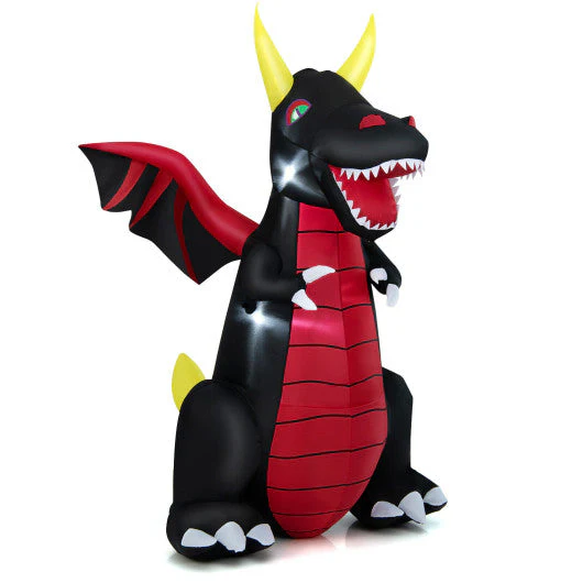 8 Feet Halloween Inflatable Fire Dragon  Decoration With LED Lights - Kaedas