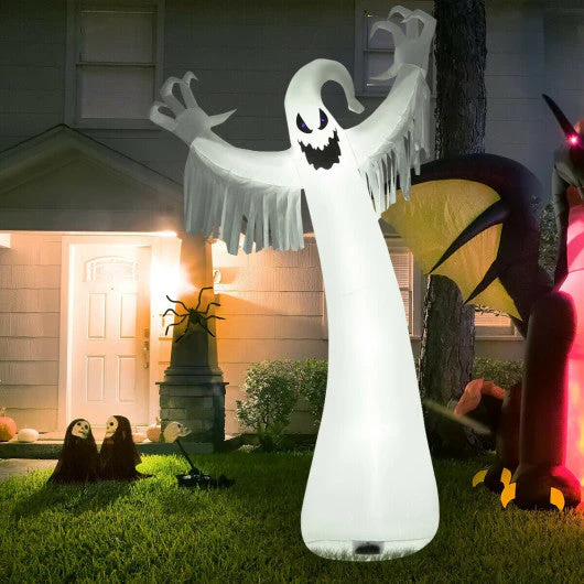 12 Feet Halloween Inflatable Spooky Ghost With Blower and LED Lights - Kaedas