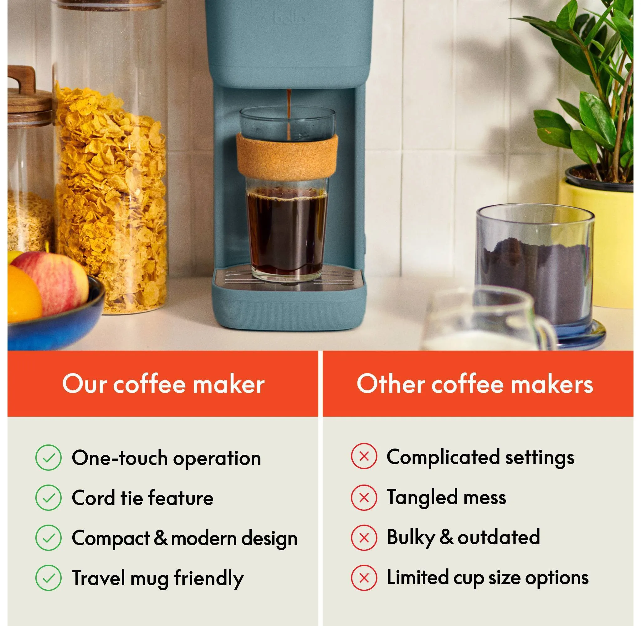Single-Serve Coffee Maker - 14 Oz Capacity - Kaedas